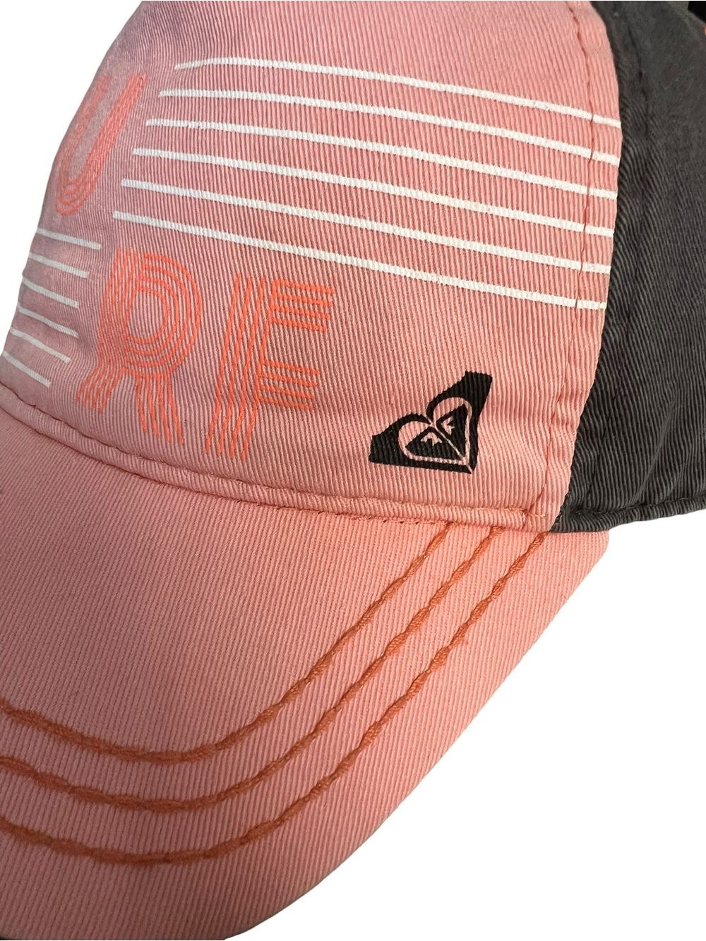 Roxy Surf Trucker Hat Pink Gray Adjustable Cap Beach Skate Surfing - Picture 10 of 11